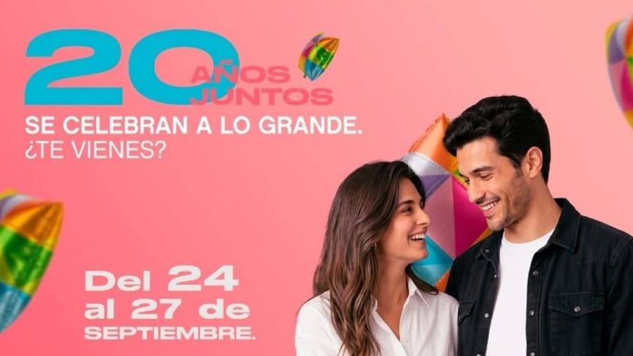 Cartel promocional del 20 aniversario del centro comercial The Style Outlets