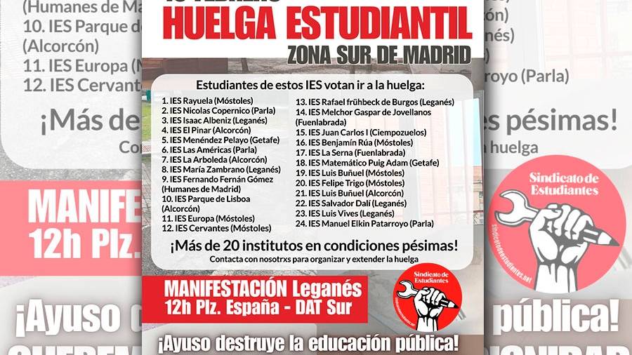 Cartel de la protesta frente a la Dirección Territorial Sur denunciará el “abandono y deterioro” de la educación