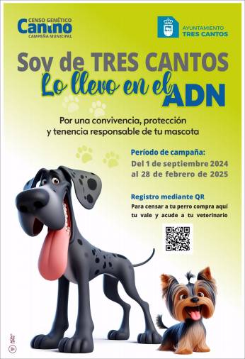 Cartel para fomentar el registro de ADN en los perros de Tres Cantos