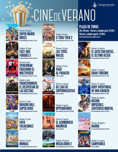 Cartelera del cine de verano de la ciudad