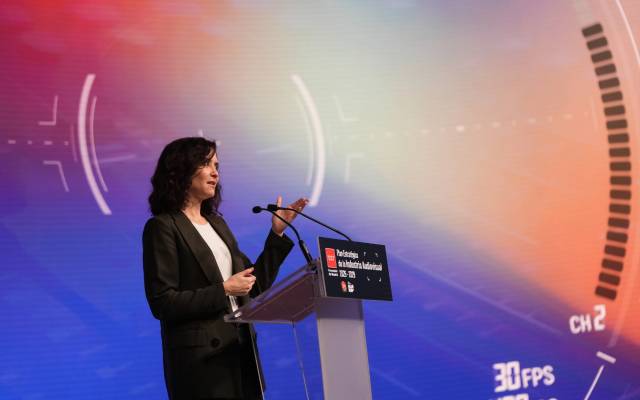 La presidenta regional, Isabel Díaz Ayuso, presenta el Plan Estratégico de la Industria Audiovisual en las instalaciones de Madrid Content City