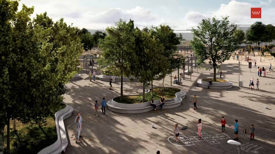 Infografía del nuevo parque urbano que contempla el proyecto, con 12.000 metros cuadrados, ubicado en el antiguo emplazamiento del complejo dotacional El Pilar