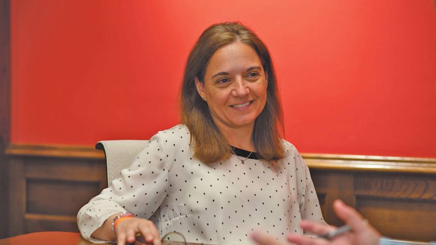 Sara Hernández, durante la entrevista realizada en el Ayuntamiento de Getafe