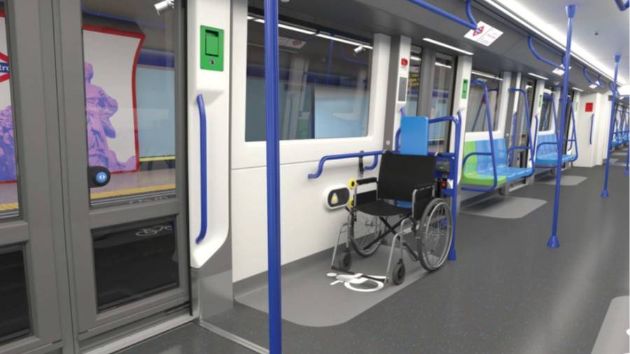 Diseño del interior de los nuevos trenes de Metro que circularán por la L6 en 2027