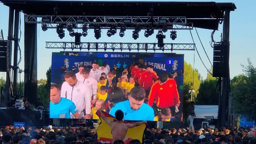 Imagen de archivo de la pantalla de Madrid Río durante la final de la Eurocopa 2024