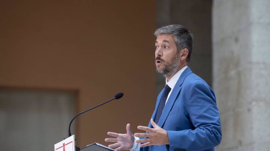 El consejero de Presidencia, Justicia y Administración Local, Miguel Ángel García Martín, durante una rueda de prensa