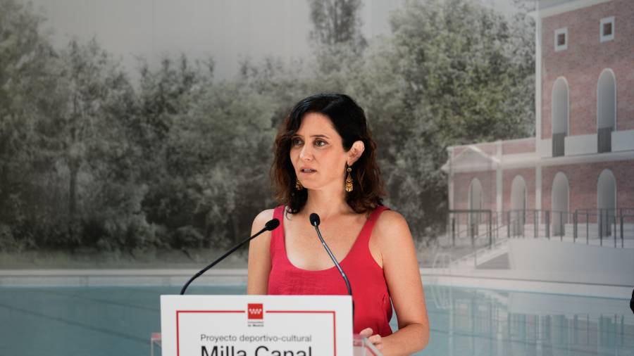 La presidenta de la Comunidad de Madrid, Isabel Díaz Ayuso, presenta el proyecto Milla Canal