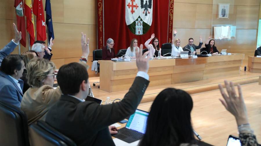 Un momento de la votación en el Pleno