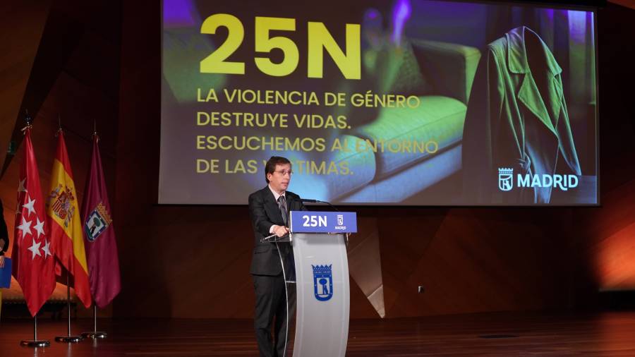 El alcalde de Madrid, José Luis Martínez-Almeida, durante su intervención