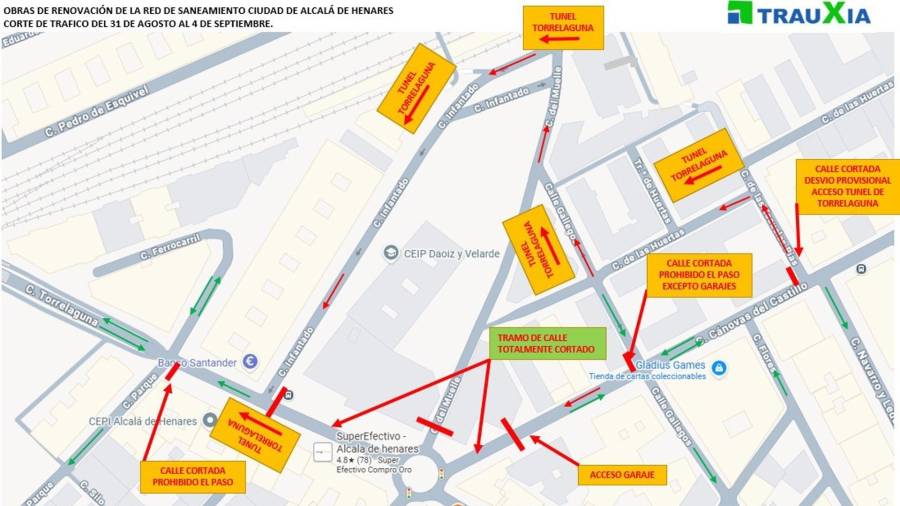 Plano de las obras de renovación de la red de saneamiento del municipio