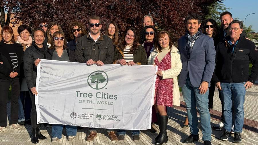 Representantes del Consistorio con el reconocimiento ‘Tree Cities of the World’