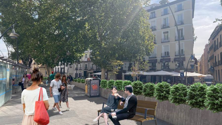 Render de la plaza de Tirso de Molina en la que se ve cómo quedará tras su rehabilitación