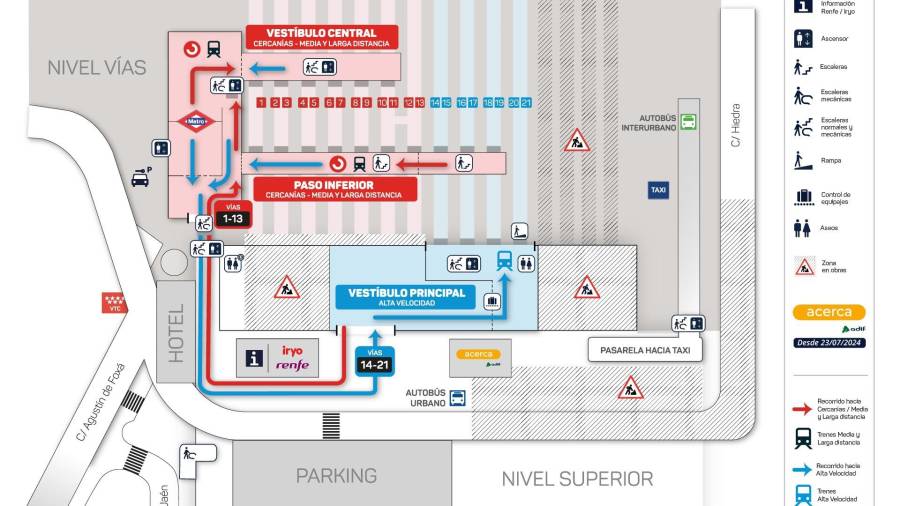 Plano con los nuevos itinerarios para los viajeros de la estación de Chamartín