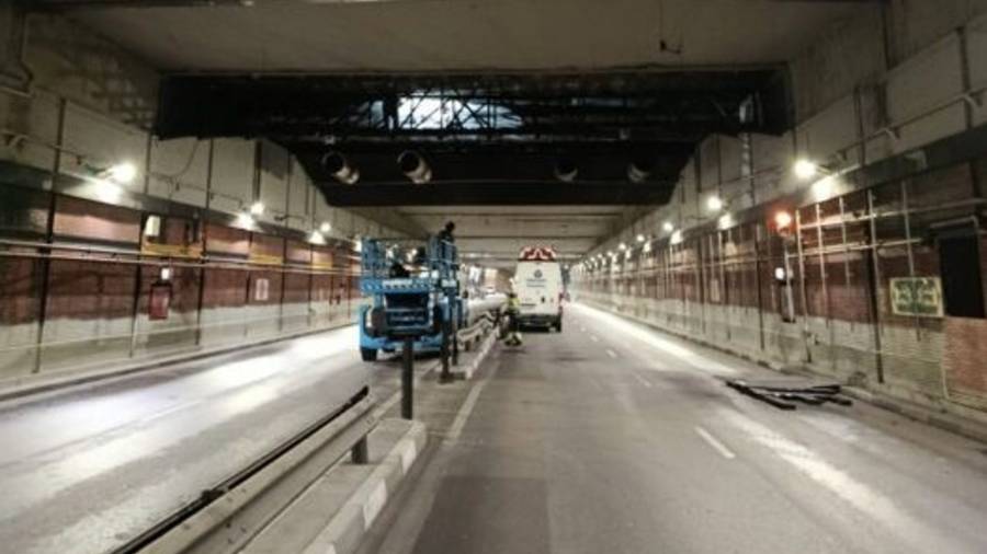 Obras en el túnel de la Gran Vía de Hortaleza