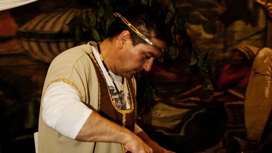 Puesto gastronómico del mercado romano de Torrejón