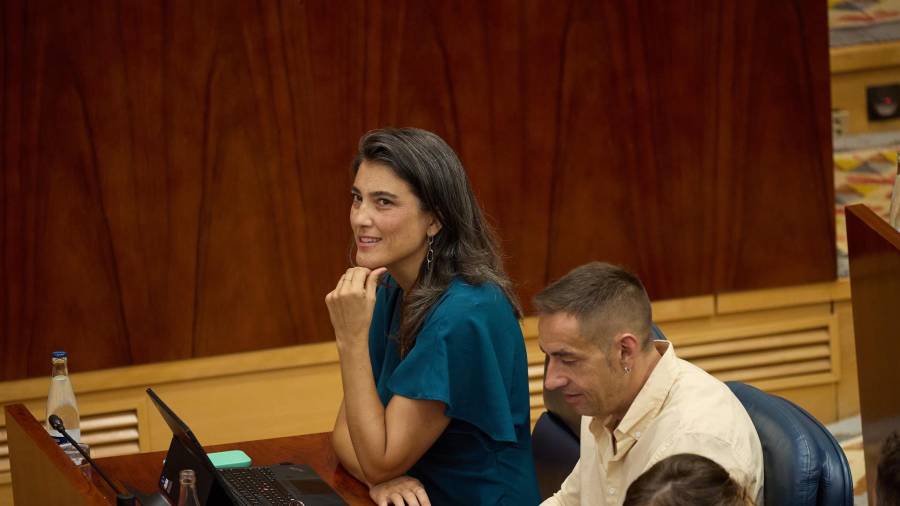 La portavoz de Más Madrid en la Asamblea, Manuela Bergerot, durante la primera sesión del Debate del Estado de la Región en la Asamblea de Madrid