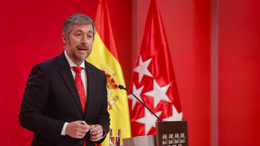 Imagen de archivo del consejero de Presidencia, Justicia y Administración Local, Miguel Ángel García Martín, en la rueda de prensa posterior al Consejo de Gobierno