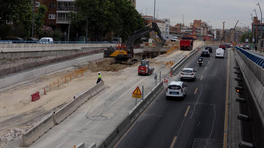 Vista de las obras de la autovía A5, a 23 de julio de 2025, en Madrid