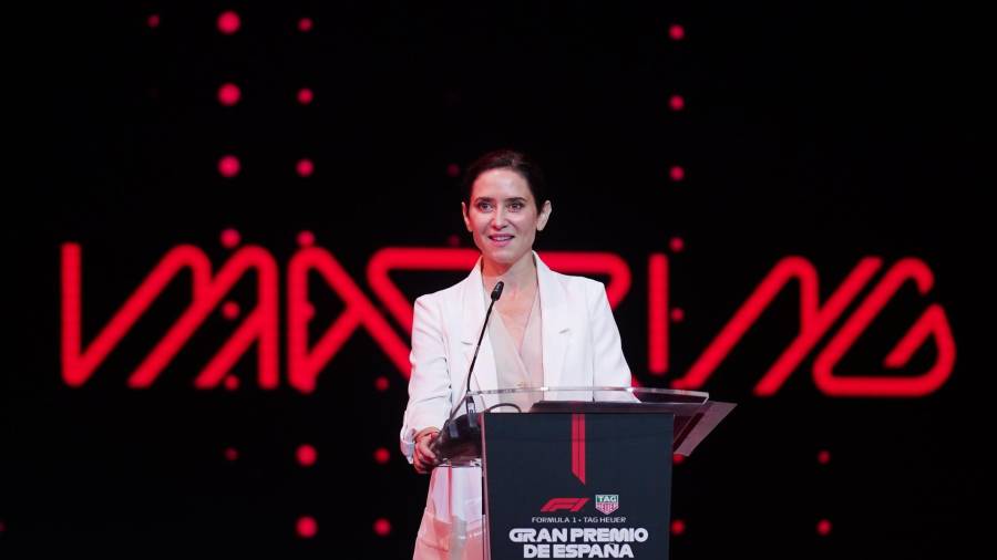 La presidenta regional, Isabel Díaz Ayuso, participa en el acto de presentación del nuevo circuito Madring