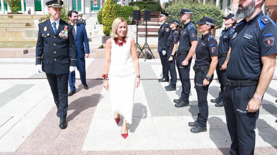 La alcaldesa de Alcobendas, Rocío García Alcántara, durante el acto de homenaje a la Policía Local con motivo de su patrón San Juan