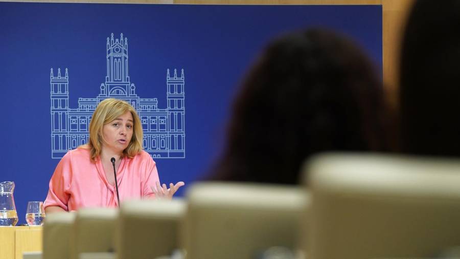 La vicealcaldesa de Madrid, Inma Sanz, en una rueda de prensa reciente